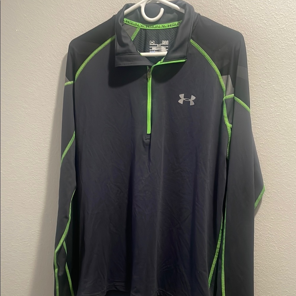Under Armour Run Grey Pullover with Neon Green Stitching